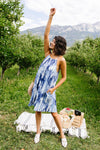 Blue Fern Tie Dye Halter Dress