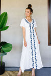 Blue Roses Embroidered Dress