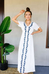 Blue Roses Embroidered Dress