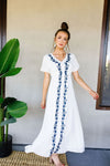 Blue Roses Embroidered Dress