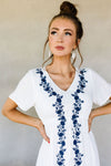 Blue Roses Embroidered Dress