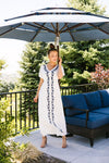 Blue Roses Embroidered Dress