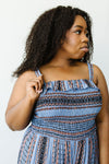 Boho Smocked Jumpsuit In Blue