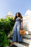 Boho Smocked Jumpsuit In Blue