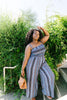 Boho Smocked Jumpsuit In Blue
