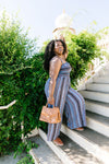 Boho Smocked Jumpsuit In Blue