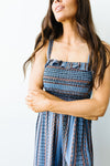 Boho Smocked Jumpsuit In Blue