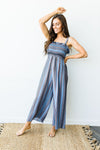 Boho Smocked Jumpsuit In Blue