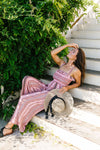 Boho Smocked Jumpsuit In Mauve