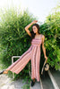 Boho Smocked Jumpsuit In Mauve