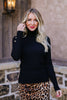 Button Sleeve Elegance Turtleneck In Black