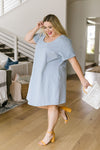 Buttoned To A T-Shirt Dress In Pale Blue
