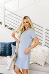 Buttoned To A T-Shirt Dress In Pale Blue