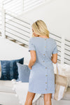 Buttoned To A T-Shirt Dress In Pale Blue