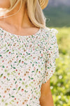 Cascading Ruffles Top In Ivory