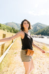 Charlize Surplice Tank In Black