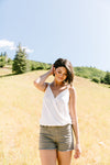 Charlize Surplice Tank In Ivory