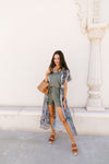 Chiffon Medallions Long Kimono