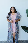Chiffon Medallions Long Kimono