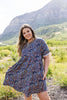 Clusters of Flowers Dress In Navy