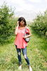 Cold Shoulder Crossed Heart Top In Coral