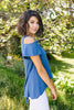 Cold Shoulder Crossed Heart Top In Denim