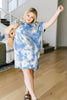 Tie Dyed Comfort T-Shirt Dress In Blue