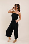 Cropped Tube Top Jumpsuit In Black