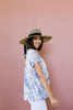 Denim Tie Dye Ruffle Sleeve Blouse