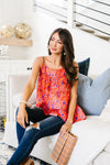 Ditzy Floral Tank In Coral
