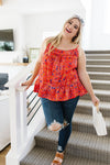 Ditzy Floral Tank In Coral