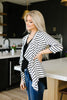 Escape To Nowhere Cardigan In White w/ Black Stripes
