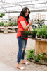 Everyday Yay V-Neck Tee In Red Orange