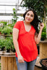 Everyday Yay V-Neck Tee In Red Orange