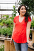 Everyday Yay V-Neck Tee In Red Orange