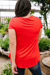 Everyday Yay V-Neck Tee In Red Orange
