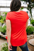 Everyday Yay V-Neck Tee In Red Orange