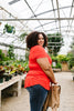 Everyday Yay V-Neck Tee In Red Orange