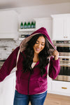 Head Over Heels Sherpa Lined Hoodie In Burgundy