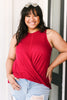 Knotted Hem Tank in Ruby Red
