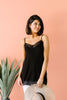 Lace Trimmed Knit Cami In Black