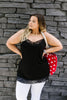 Lace Trimmed Knit Cami In Black