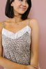 Lace Trimmed Knit Cami In Leopard
