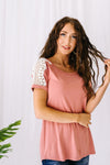 Lace Up The Sleeve Top In Mauve