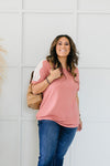 Lace Up The Sleeve Top In Mauve
