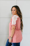 Lace Up The Sleeve Top In Mauve