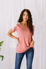 Lace Up The Sleeve Top In Mauve