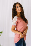 Lace Up The Sleeve Top In Mauve