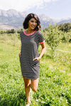 Later Skater T-shirt Dress With Hot Pink Trim