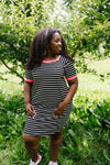 Later Skater T-shirt Dress With Hot Pink Trim